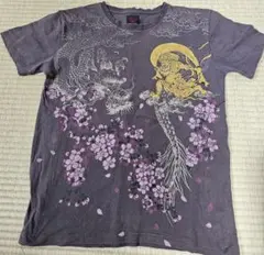 【SALE】和柄 龍神と風神雷神、桜のグラフィックTシャツ