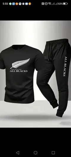 (特価)ALL BLACKS スウェットパンツ・Tシャツセット ブラックLサイズ