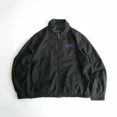90s 企業刺繍ロゴ　ジップアップジャケット　黒　XL ゆるだぼ　古着