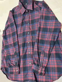 UNIQLO 赤と青のチェック柄ネルシャツ L