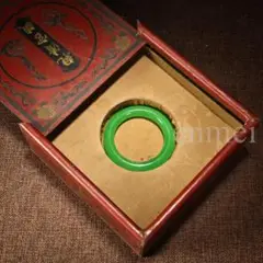 中国古美術・旧蔵品・清代宮廷御蔵・高冰種天然石バングル・装身具・箱付・風水開運