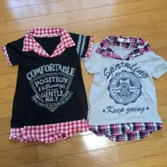 ポロシャツ 半袖 グラフィックプリントTシャツ ドッキング 140