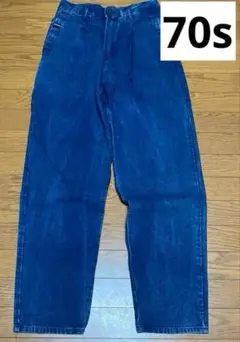 70s Non-Stretch ASTRO Zip インディゴブルーデニム　古着