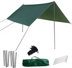 タープテント 収納 防水タープ ポール付き 2-4人用 300*300cm