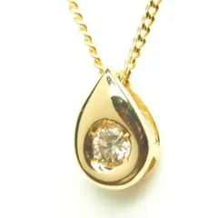 21.ik ジュエリーマキ☆ティアドロップ☆K18YG天然ダイヤネックレス