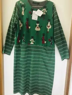 新品 マタノアツコ ワンピース 部屋着パジャマ綿ジャガード M