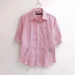 【極美品】ラルフローレン　スポーツ　ピンクポニー　刺繍ロゴ　ストライプ　シャツ