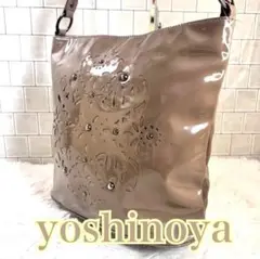 yoshinoya ヨシノヤ トートバッグ エナメル ブラウン