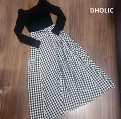 【美品】DHOLICディーホリック ギンガムチェック ロングスカート フレア