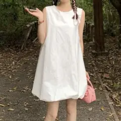 MAISON DE THERESE バックジップノースリーブミニワンピース