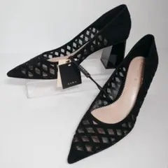 【新品タグ付】ZARA WOMAN メッシュパンプス 26cm 黒