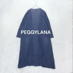 ペギーラナ◇リネンコットンブレンドロングカーディガン ネイビー F ノーボタン♪
