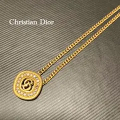 Christian Dior CDロゴ ストーン付き ネックレス ゴールド