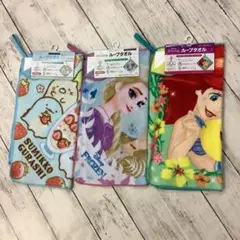 ループ付タオル すみっコぐらし アナと雪の女王 リトルマーメイド 3枚セット
