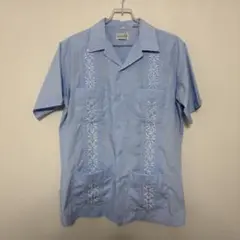 Guayabera キューバシャツ M 水色 アメカジ 古着