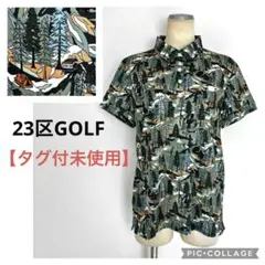 【未使用タグ付】23区ゴルフ 総柄 半袖 ポロシャツ ゴルフウェア 大きいサイズ