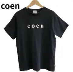 coen ブラック ロゴ Tシャツ 半袖 シンプル　国旗タグ　カジュアル　黒T