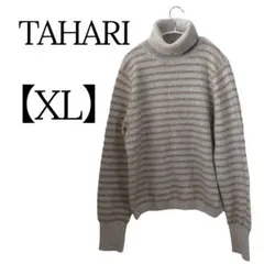 美品✨TAHARI 【XL】ストライプ タートルネックセーター オシャレ 冬