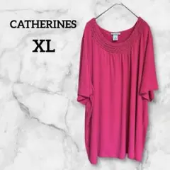 美品✨CATHERINES【XL】ピンク トップス チュニック 半袖