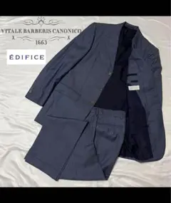 極美品 EDIFICE CANONICO生地 セットアップ 3B ブルー 48