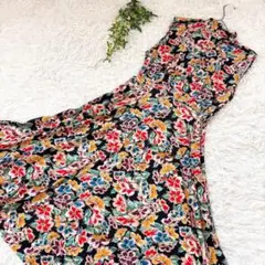【美品】ZARA ザラ　ロングプリントワンピース　ノースリーブ　花柄　レトロ　M
