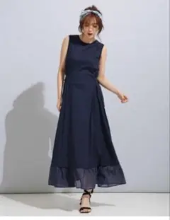 MUVEIL WORKミュベールワーク 裾フリルマキシワンピース ナノユニバース
