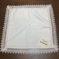 近沢レース店☆ホワイト レースタオルハンカチ　大判30cm