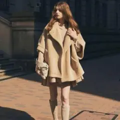 【新品未使用】 COCODEAL ケープコート ベージュ 中古・古着通販】ZARA (ザラ) MANTECOオーバーサイズショート