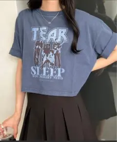 nemne store ピグメントプリントTシャツ バンドTシャツ ブルー