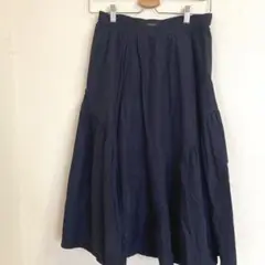 新品　三陽商会　アマカ　フレアスカート　ロング　膝下　ネイビー　38