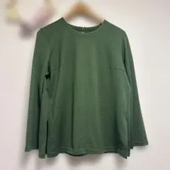 【訳あり】GIVENCHY ジバンシィ ロゴ刺繍 長袖カットソー グリーン L