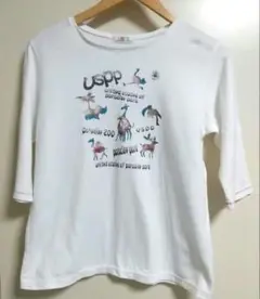 アニマル ラメプリントTシャツ七分袖 レディース 綿100%