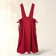 美品✨PICUS ジャンパースカート　L　サイドリボン　重ね着　大人可愛い　赤