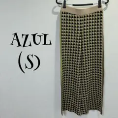 AZUL/アズール(Sパンツ/ベージュ黒茶/幾何学模様/ニット調