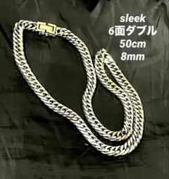 sleek 6面 ダブル 喜平 ステンレス ネックレス シルバー