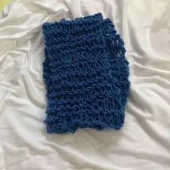 青色ニットマフラー