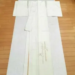 【未使用】白大島×汕頭刺繍×洗練地紋 付け下げ 大島紬