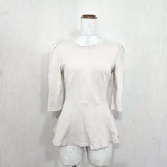SAISON DE PAPILLON パールネック ペプラムトップス M