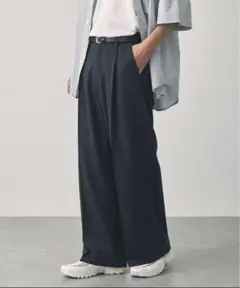 TRストレッチスーツ地 ストレート 1タック センタープレス ワイドパンツ