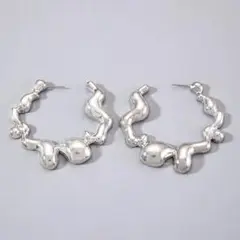 レディース　ピアス　アクセサリー　シルバー　リング　フープ　シンプル　大ぶり