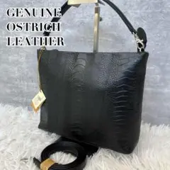 Ostleg✨️オーストリッチ　オーストレッグ　ハンドバッグ　ブラック　金具 OSTRICH - オーストリッチ ハンドバッグ ブラック ostrich