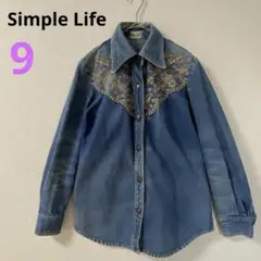 【シンプルライフ】Simple Life デニムシャツ ウェスタン　刺繡　レトロ