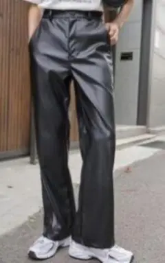DAZY パンツ ハイウェスト スラントポケット PUレザー SHEIN