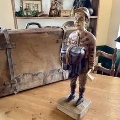 r990 ヴィンテージ Old Man Wood Carving フィギュリン