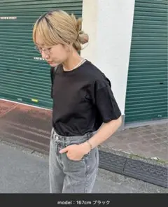 ブラック Tシャツ Mサイズスラブ調ロゴ刺繍シアーTeefeepur