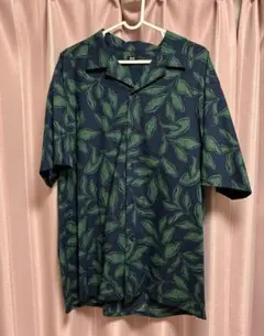 新品　ユニクロ　メンズ　半袖シャツ　葉っぱ　アロハ　かりゆし　Mサイズ
