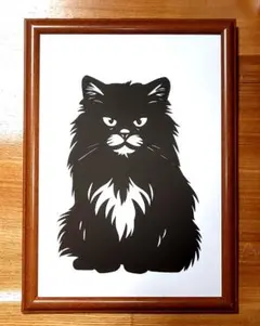 切り絵　猫ちゃん（長毛種）