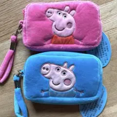 ペッパピッグ　ポーチ　ケース　バッグ　ふわふわ　キャラクター　女の子　２個