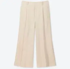 UNIQLO ドレープワイドクロップドパンツ　ライトベージュ　S