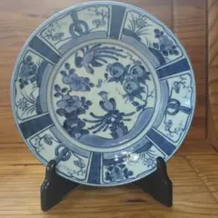 青白磁 花鳥模様 深皿 約22cm